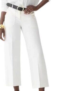 NWT J. Crew Ivory Sydney Wide-Leg Bi-Stretch Cotton Pant 12